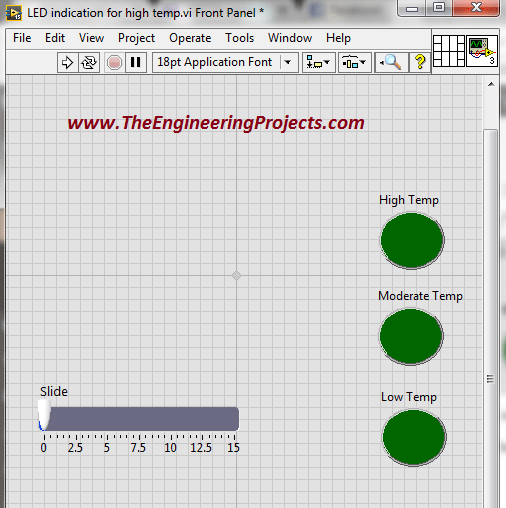 Temperature sensing using NI LabVIEW, Temperature level indication in LabVIEW, Temperature level detector in LabVIEW, Sensing different levels of temperature in LabVIEW, How to differentiate between different levels of temperature