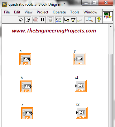 Calculating quadratic roots using LabVIEW, Finding quadratic roots in LabVIEW, How to find quadratic roots in LabVIEW, How to find roots of quadratic equation using LabVIEW, Use LabVIEW to find roots of quadratic equation