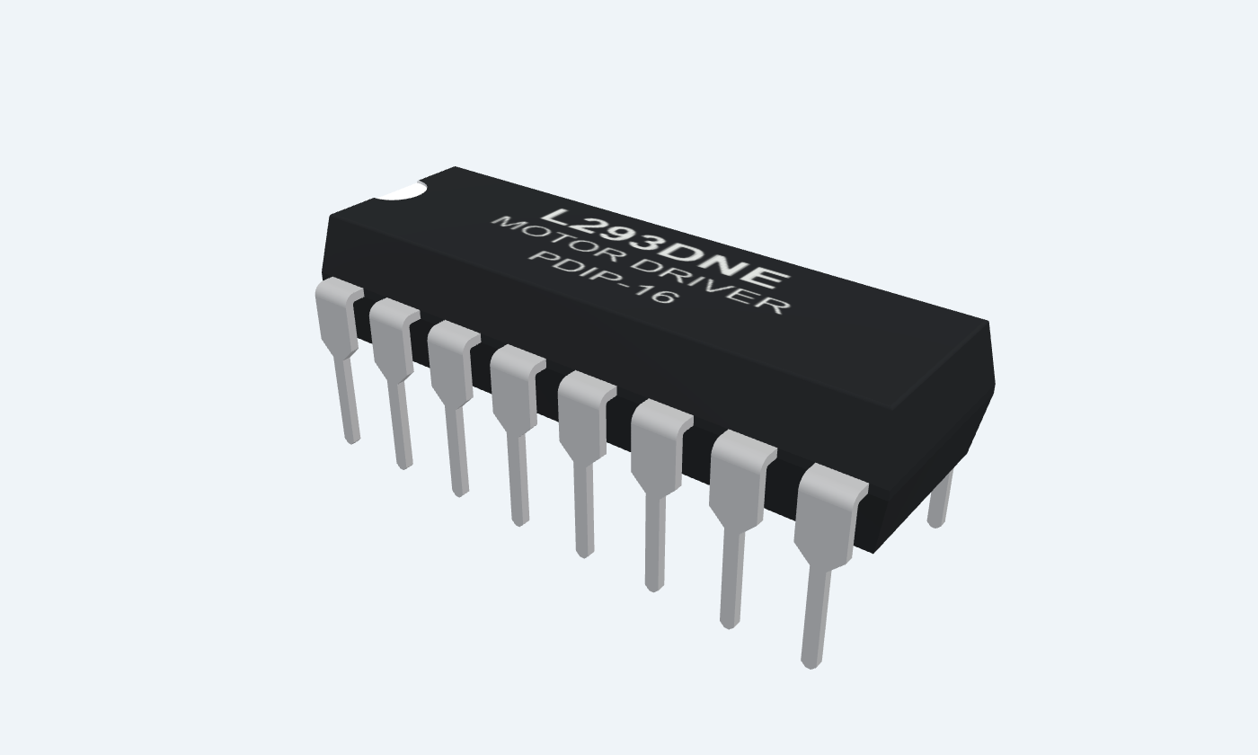 L293DNE black package with silver leads and readable markings.