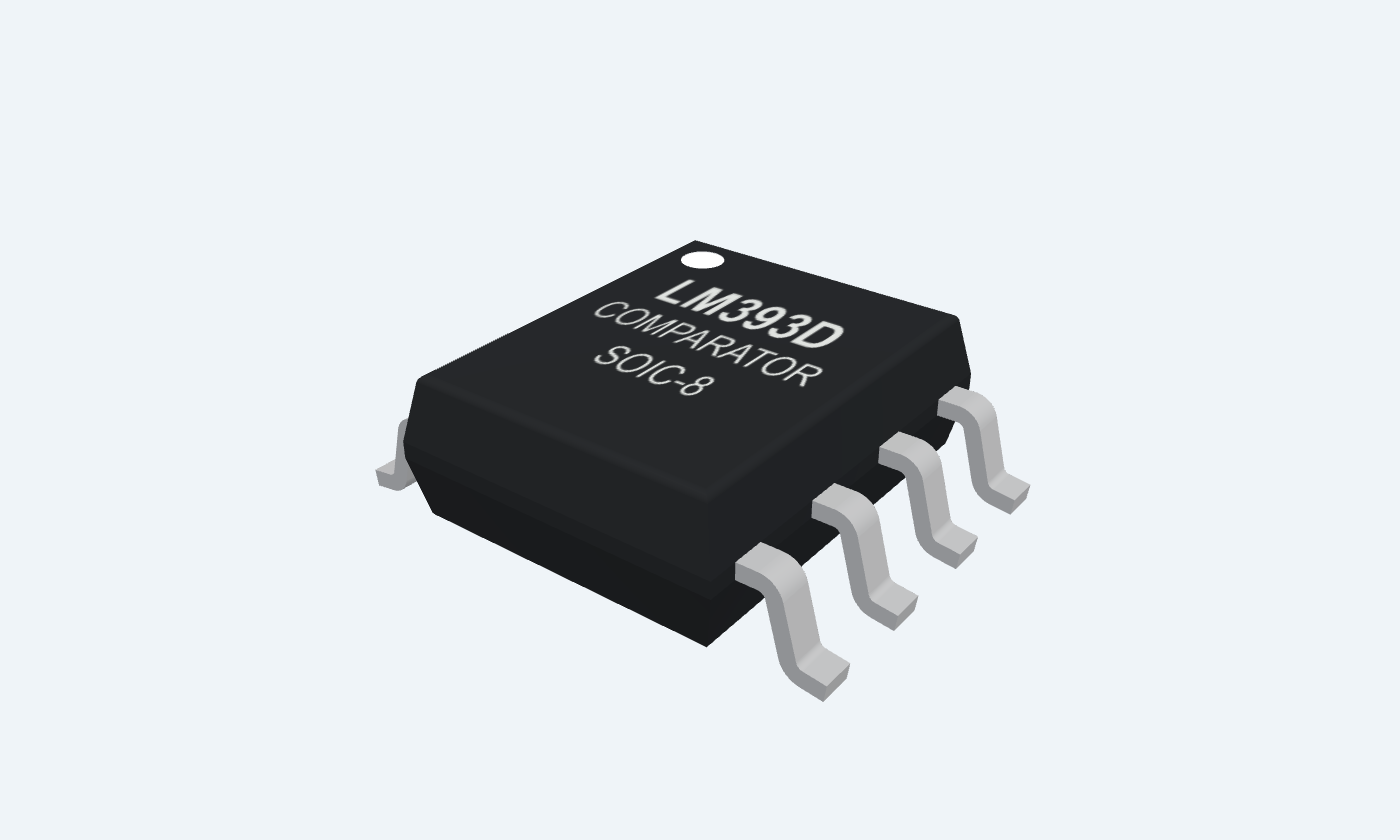 LM393D black package with silver leads and readable markings.