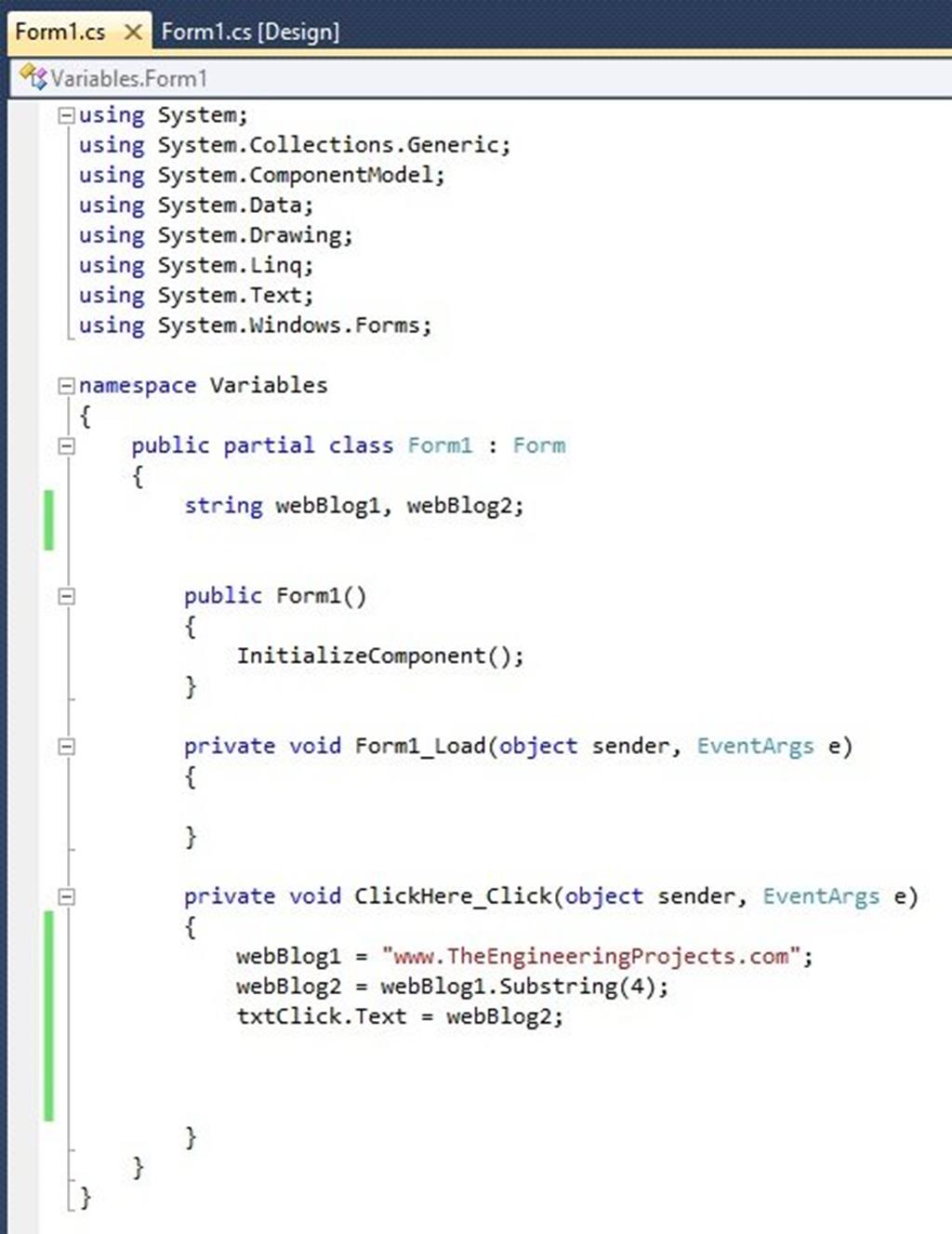 How to use C# String Variables - The Engineering Projects image.
