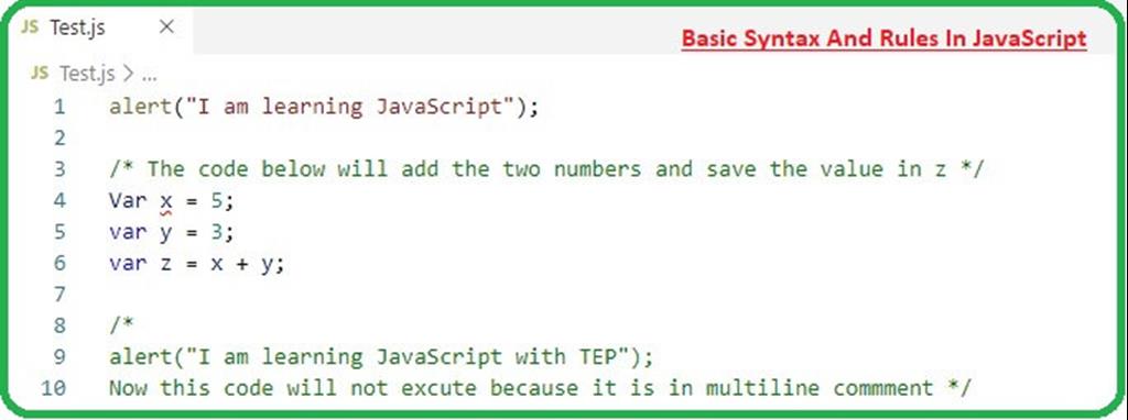 Basic Syntax And Rules In JavaScript - The Engineering Projects