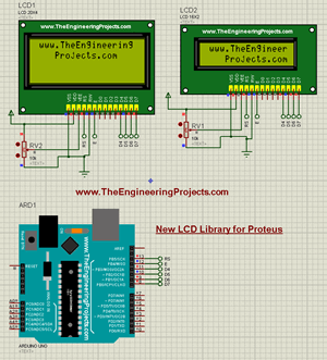 lcd library for proteus, lcd simulation in proteus, proteus lcd simulation