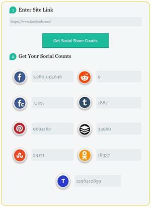 social share counts by tep, social share counter, social media counter, online tool to count social media shares