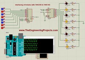 Interfacing of Arduino with 74HC595 &amp; 74HC165, increase input output pins of arduino, input output arduino, arduino 74hc595 74hc165