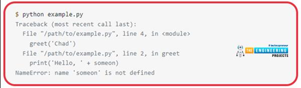 Python Traceback - The Engineering Projects