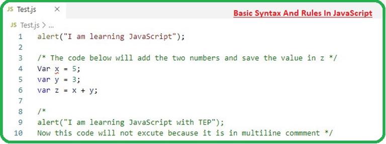Basic Syntax And Rules In JavaScript - The Engineering Projects