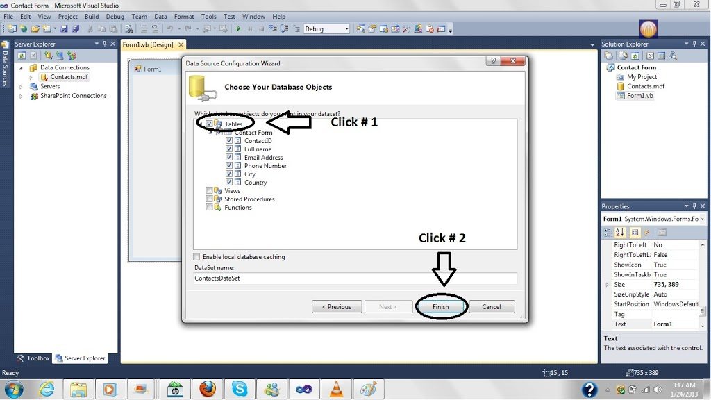 Create a database in Microsoft Visual Studio 2010, how to create a database in vb2010, tutorial on database in vb2010