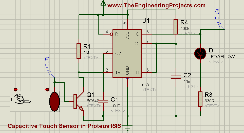 use of capacitive touch sensor in proteus isis, capacitive touch sensor, how to built touch sensor, how to design a capacitive touch sensor in proteus