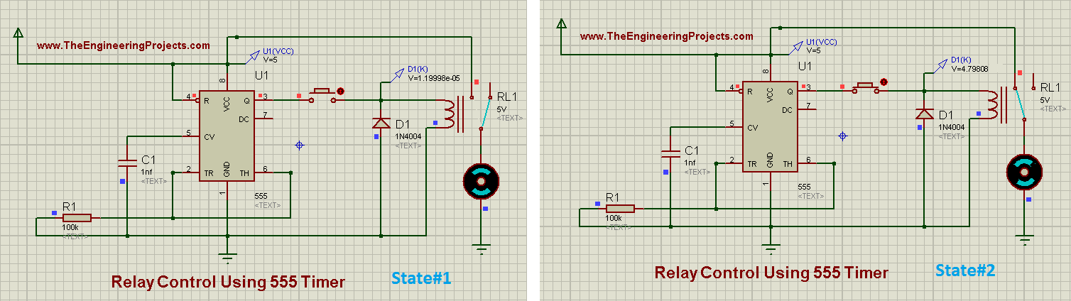 relay control circuit, relay control using 555 timer in proteus, how to design relay control circuit using 555 timer in proteus isis