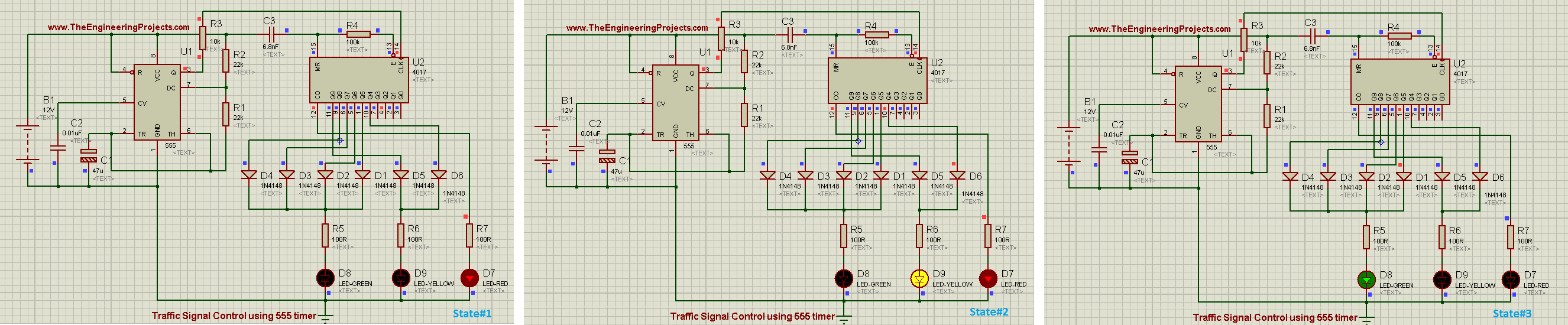 Traffic Signal control in proteus, how traffic signal works, how to design traffic signal control in proteus ISIS