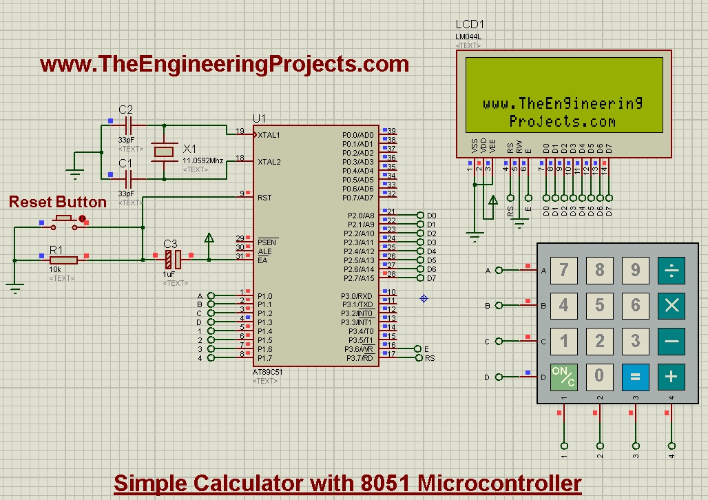 design calculator with 8051 microcontroller,calculator with 8051, calculator design 8051,8051 calculator