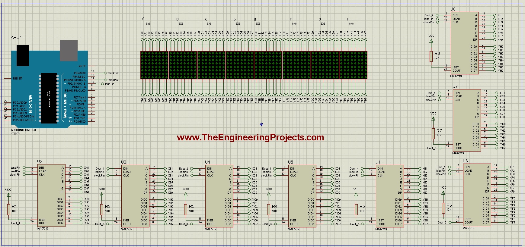 max7219 led display proteus library