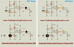 Automatic Street Light Project in Proteus, automatic street light, street light ldr, ldr led circuit, circuit diagram of led ldr
