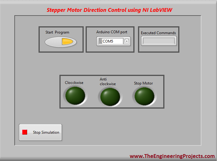 Stepper Motor direction control using LabVIEW, Control stepper motor with LabVIEW, Control Stepper Motor using NI LabVIEW, How to control stepper motor direction using NI LabVIEW, LabVIEW to control stepper motor, Stepper motor direction control with LabVIEW