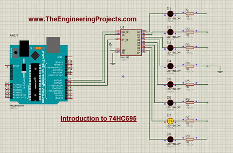 Introduction to 74HC595, getting started with 74HC595, how to start with 74HC595, how to getting started with 74HC595, how to use 74HC595, How to use 74HC595 for the first time, Using 74HC595. Use of 74HC595