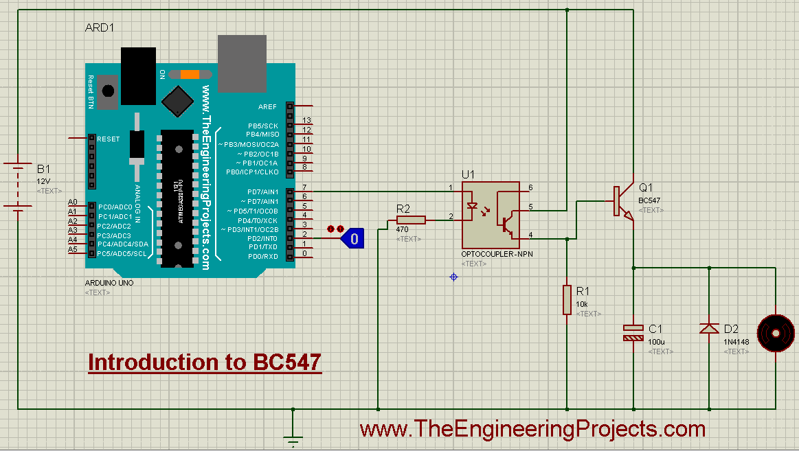 Introduction to BC547, getting started with BC547, how to start with BC547, How to use BC547, BC547 Proteus simulation, Proteus BC547, BC547 Proteus
