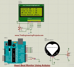 Heart Beat Monitor using Arduino, Heart Beat Monitor using Arduino in proteus, heart beat monitor, heart beat counter, hb monitor,hb counter