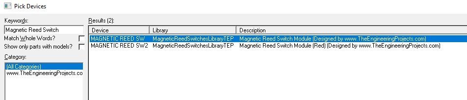 Magnetic Reed Switch Library for Proteus, magnetic reed switch in proteus, proteus simulation of reed switch, magnetic reed switch proteus, proteus reed switch, magnetic switch in proteus