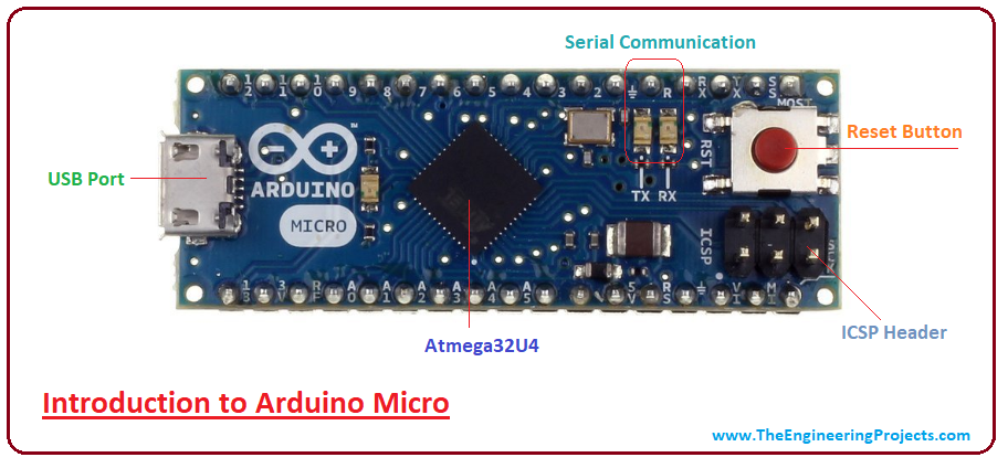 Introduction to Arduino micro, Arduino micro features, Arduino micro pinout, Arduino micro pin description, applications