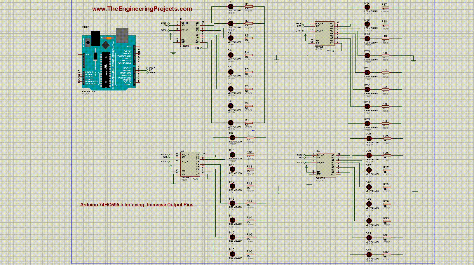74hc595n схема включения