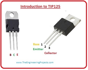 introduction to tip125, tip125 pinout, tip125 features, tip125 working. tip125 applications, tip125