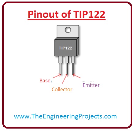introduction to tip122, tip122 pinout, tip122 working, tip122 features, tip122 applications, tip122
