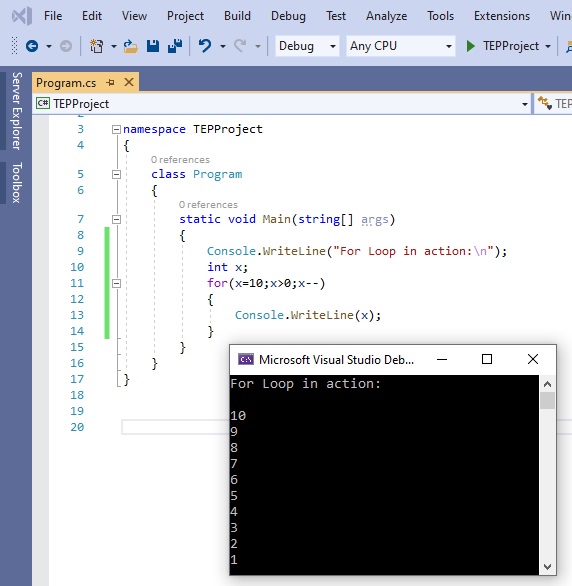 How to use for Loop in C#, for loop in c#, for c#, c# for loop, for loop c#