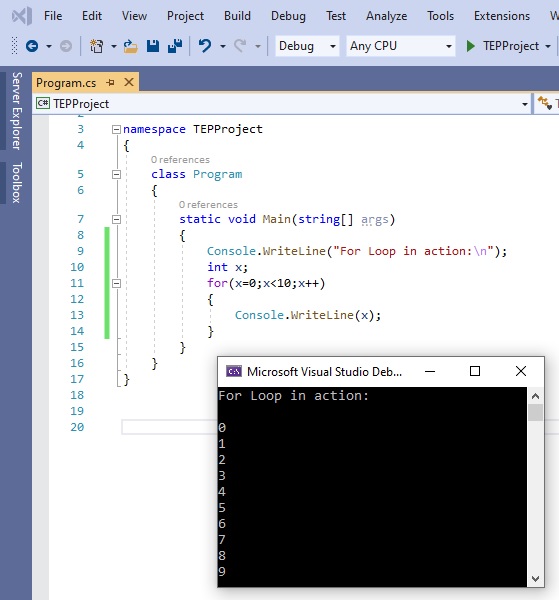How to use for Loop in C#, for loop in c#, for c#, c# for loop, for loop c#