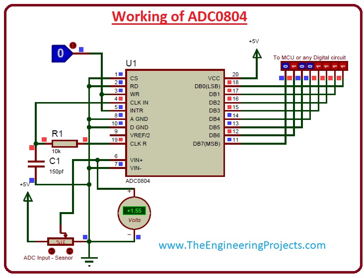 Analog To Digital Converter Circuit Using Adc0804 Wiring View And Images