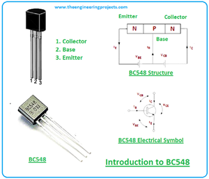 Introduction to BC548, BC548, basics of BC548, BC548 intro, bc548 datasheet, bc548 pinout, bc548 pin description