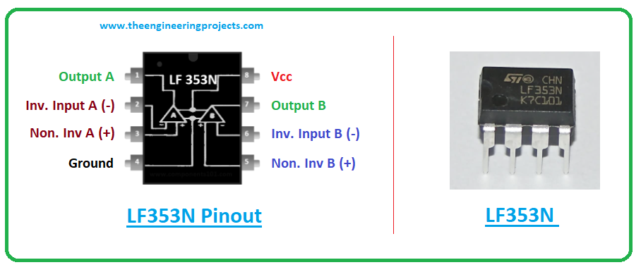 LF353N Dual JFET Input Op-Amp Datasheet, Pinout, Features 