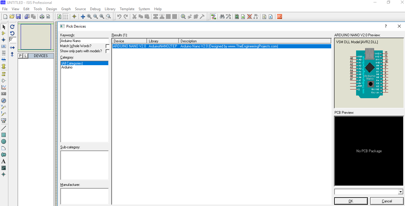 Arduino Nano Library for Proteus V2.0, Arduino Nano Proteus library