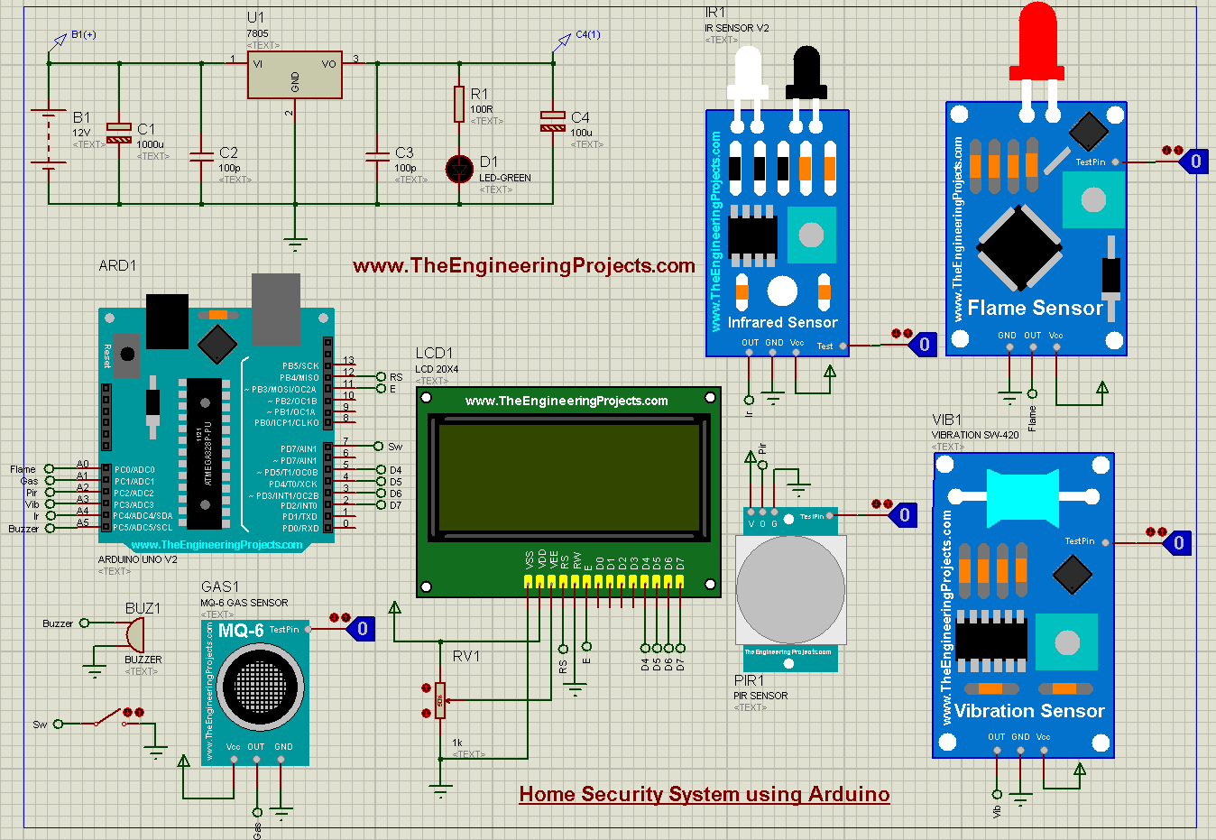 Home Security System using Arduino, Home Security System, Home Security System Arduino, arduino Home Security System, Home Security System simulation, Home Security System in proteus, Home Security Project