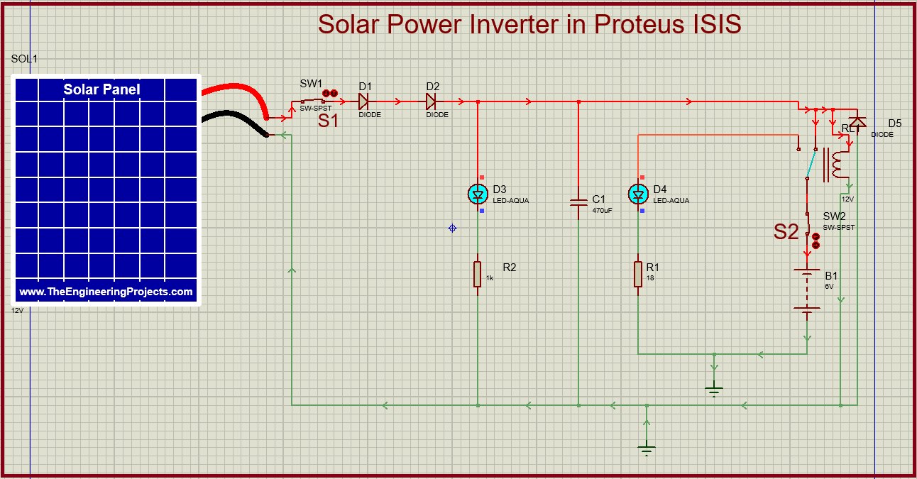 Solar inverter, inverter in Proteus, solar inverter in Proteus, Proteus library of Solar Panel, Cicuit for Solar Panel inverter in Proteus