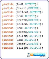Variable 4 way traffic light, Software to install, Project overview, Components needed, Arduino mega, Proteus simulation of variable traffic lights, Arduino code, declaration code, void loop, void setup, Results/working,