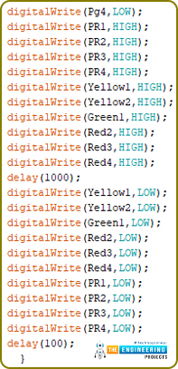 Variable 4 way traffic light, Software to install, Project overview, Components needed, Arduino mega, Proteus simulation of variable traffic lights, Arduino code, declaration code, void loop, void setup, Results/working,