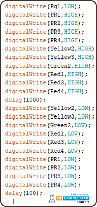 Variable 4 way traffic light, Software to install, Project overview, Components needed, Arduino mega, Proteus simulation of variable traffic lights, Arduino code, declaration code, void loop, void setup, Results/working,