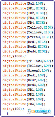 Variable 4 way traffic light, Software to install, Project overview, Components needed, Arduino mega, Proteus simulation of variable traffic lights, Arduino code, declaration code, void loop, void setup, Results/working,