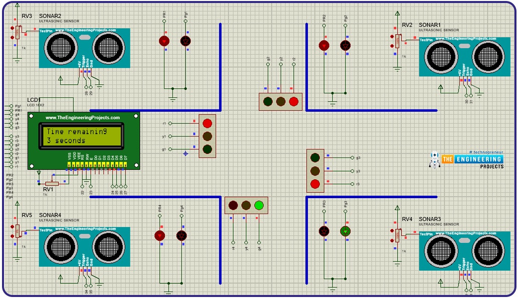 Software to install, Project overview, Components needed, Arduino mega, Proteus simulation of variable traffic lights, Arduino code, declaration code, void loop, void setup, Results/working,
