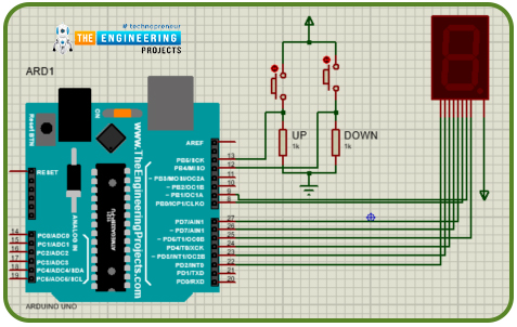 Up down counter with arduino, counter with arduino, arduino counter, counter arduino, up down counter project, arduino counting, arduino 7 segment display